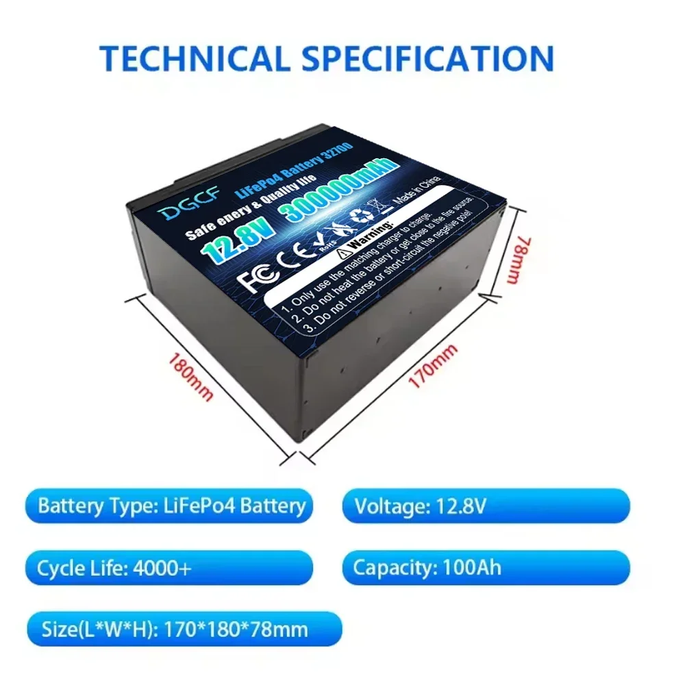 New 12V 24V 100Ah 200Ah 280Ah 300Ah LiFePO4 Battery Pack New Grade A Built-in BMS for RV Boats Solar Energy No Tax&Vat