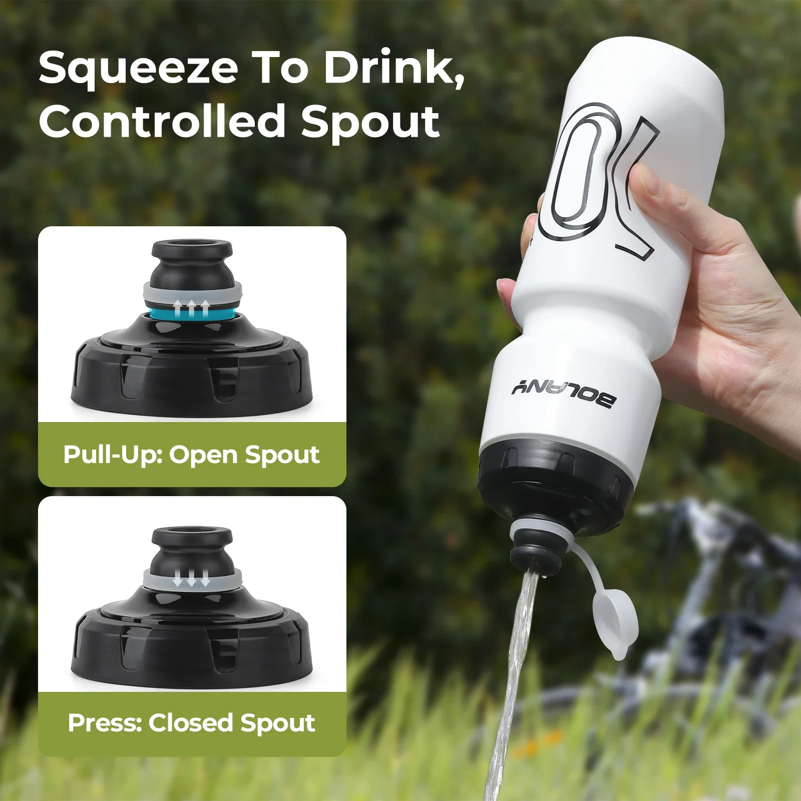 BOLANY Large Capacity Bicycle Water Bottle PP5 Water Leak-Proof Cycling Outdoor Sports Squeeze Out Water Bottle Fitness 750ML