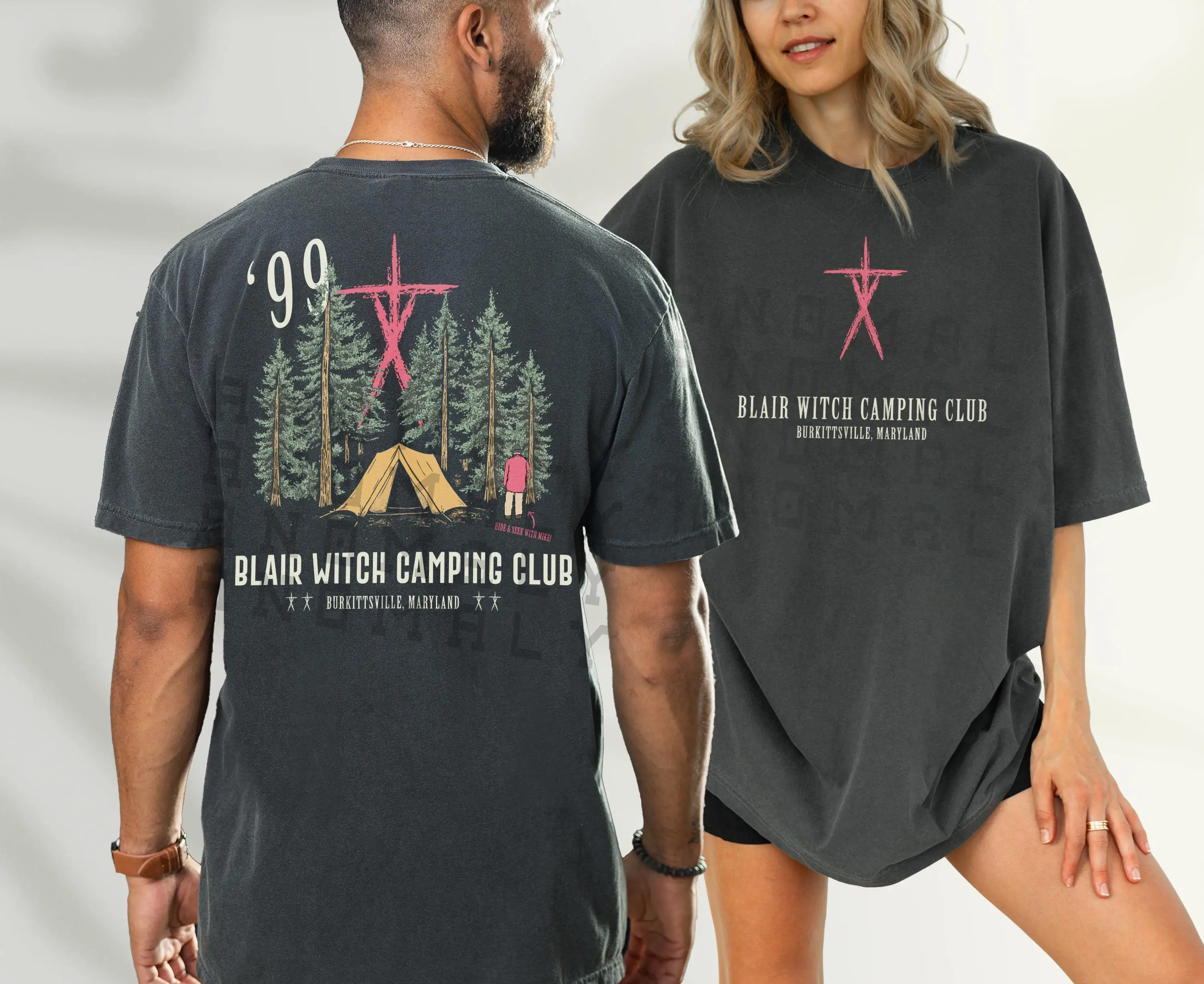 Blair Witch Camping Club T-Shirt: Retro Horror Movie Graphic Tee 2026 Sommer Neues Damen Vintage Atmungsaktives T-Shirt Streetwear – Detail 3