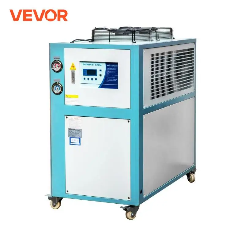 VEVOR 5 Tons 6 Tons Air-Cooled Industrial Chiller Compressor Finned Condenser Micro-Computer Control Stainless Steel Water Tank