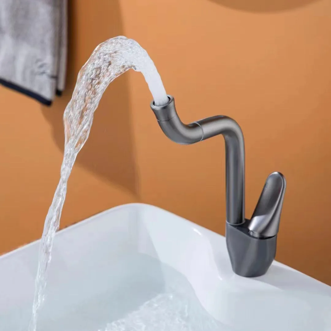 

Washbasin Faucet Bathroom Mixer Tap 360° Rotation Hot and Cold Faucet Deck Mounted Single Handle Copper Bathroom Faucets