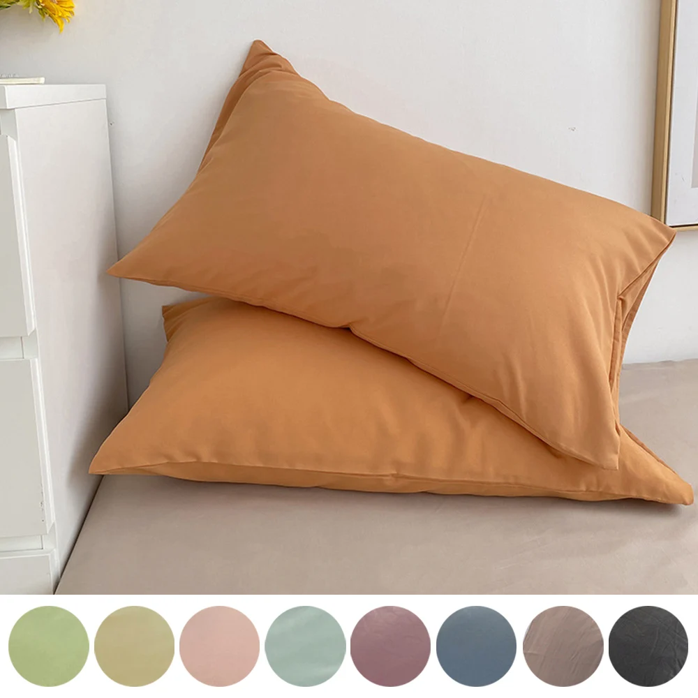 74x48cm Solid Color Pillowcase Bedding Home Textile Pillowcase Breathable Lightweight Comfortable Moisture Absorbing Pillow Case