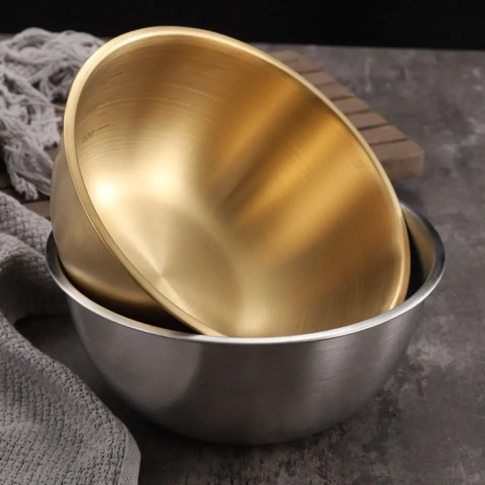 Stainless Steel Fruit Salad Bowl Double Layer Anti-Scalding Soup Rice Bowl with Scale 17/19/25CM Dish Container Food Tableware