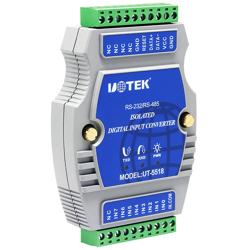 UOTEK IO RS232 RS485 Adapter Digital 8 Channel Optical Isolated Wet Contact I/O Input Module Controller UT-5518