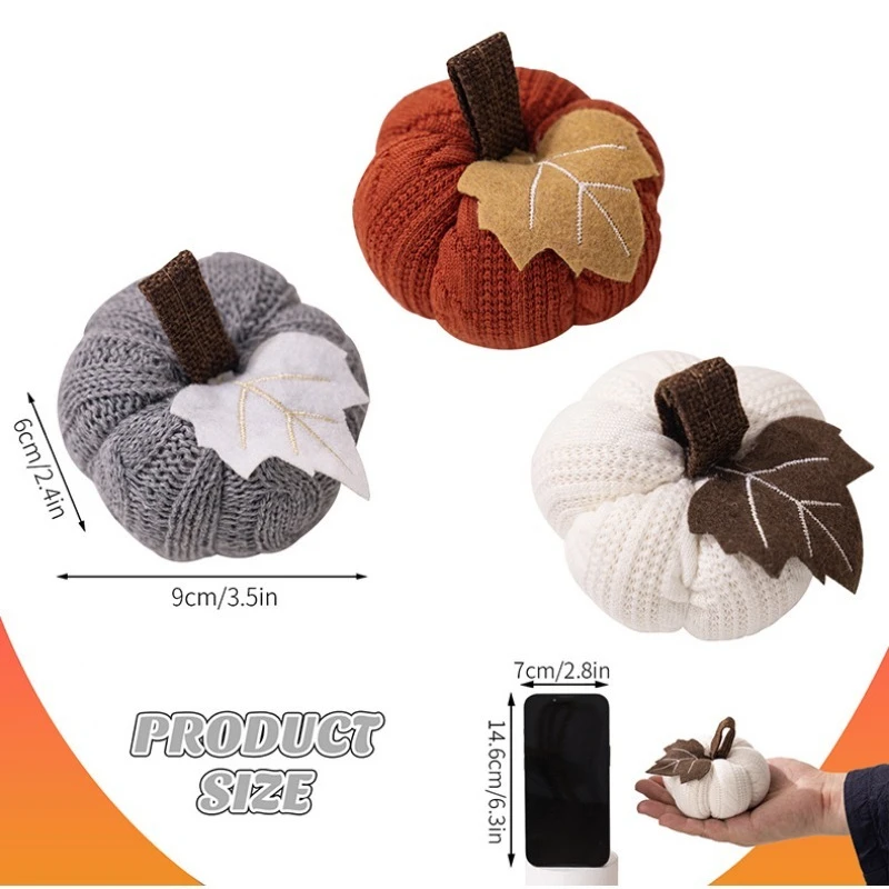 Cute Knitted Orange Pumpkin Hanging Ornaments for Thanksgiving and Harvest Festival Soft Texture Create Warm Festive Atmosphere
