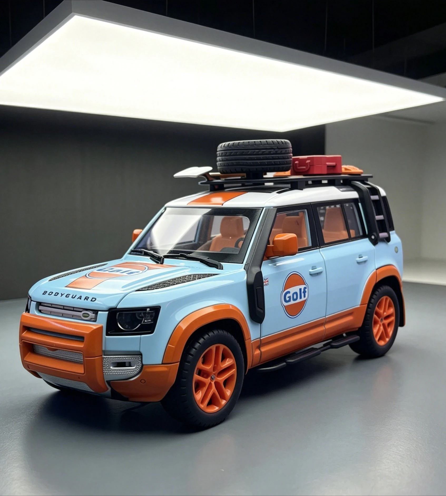 

1:22 Land Rover Defender Camel Cup Off-Road Diecast Car, Pull Back with Light & Sound, Simulation SUV Collectible Model Toy Gift