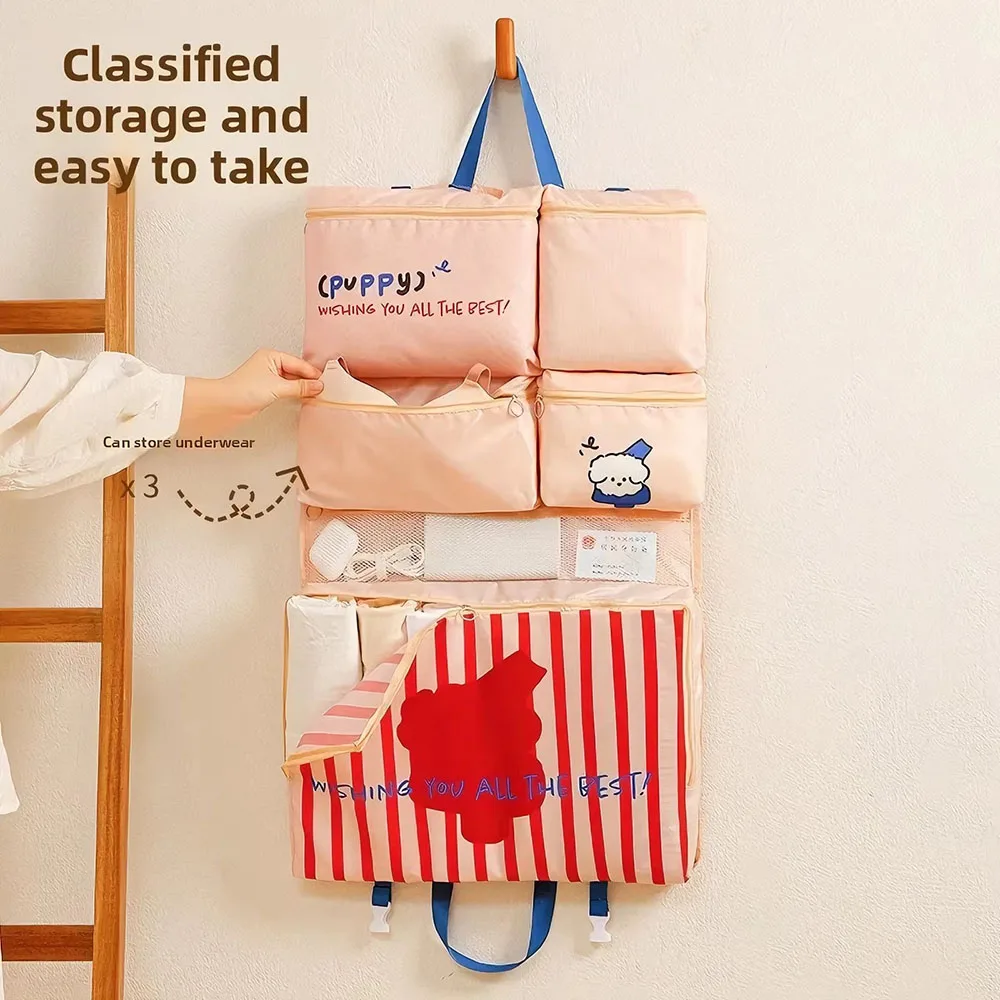 Foldable Travel Storage Bag Portable Hanging Waterproof Multi-functional with Separate Compartment Organizer for Underwear Socks image 4
