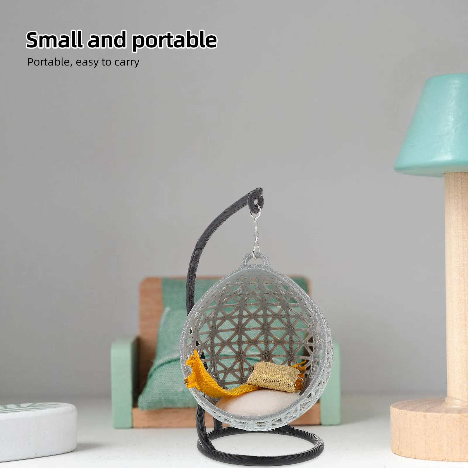 

Mini Hanging Basket Ornament Creative DIY Swing Chair for Miniature House Floor Decoration Mini House Layout Prop High Fidelity