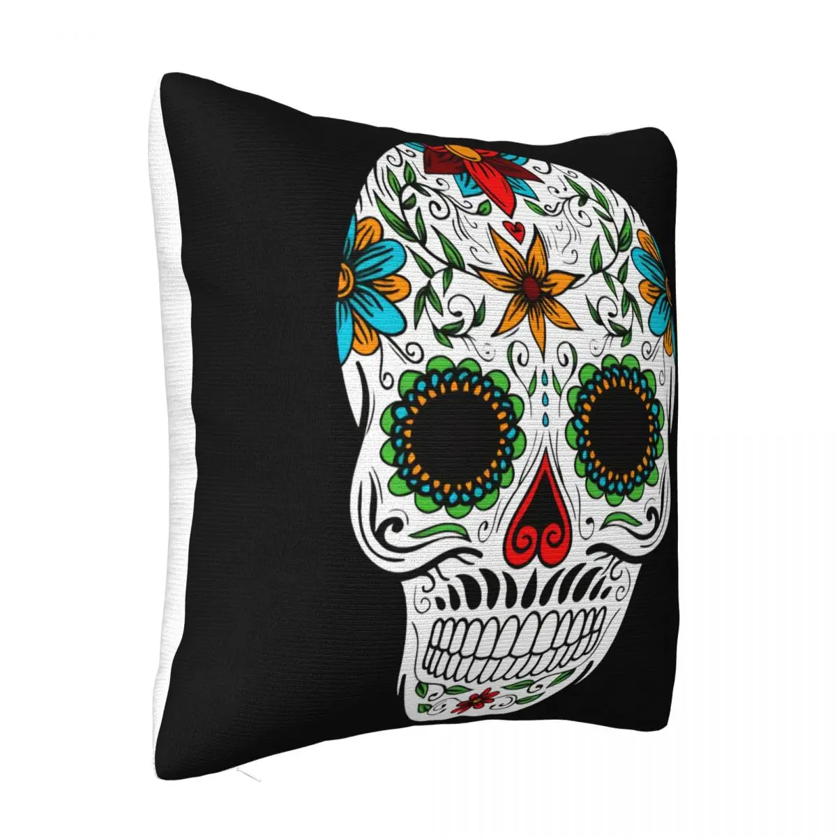 Sugar Skull Candy Day Of The Dead Dia De Muertos Mexico Cartoon Pure Farmhouse Personality Pillow Case