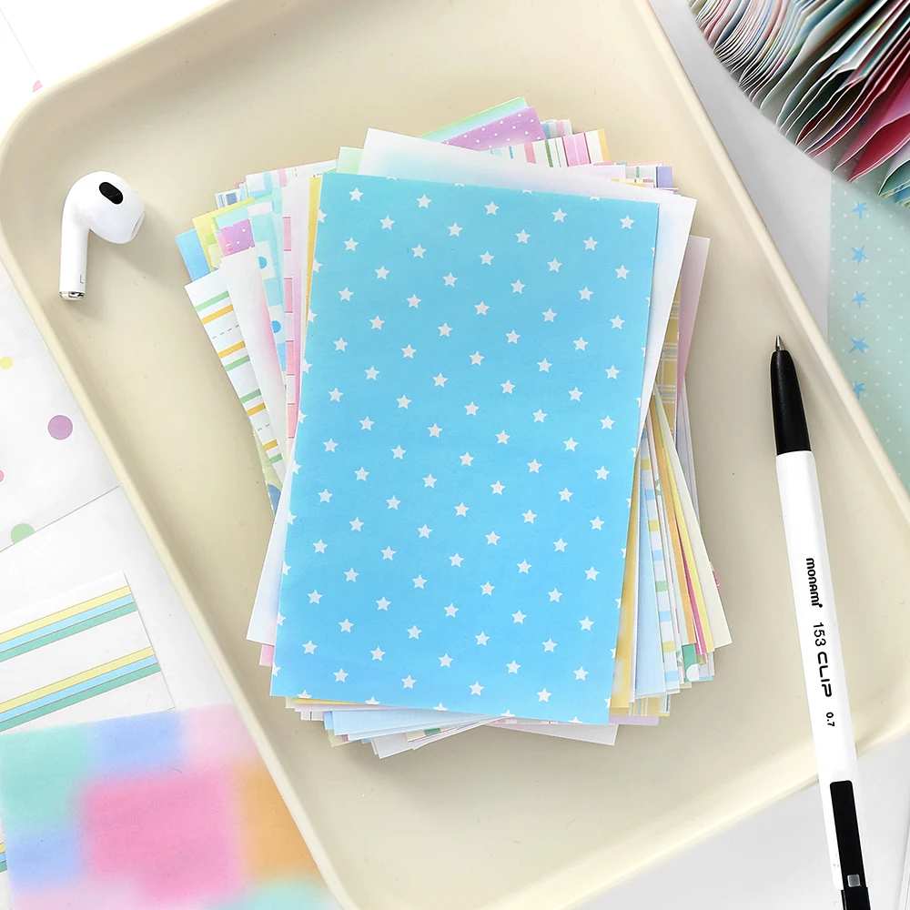 100sheets Ins Simple Color Lines Message Memo Notebook DIY Handmade Scrapbooking Material School Office Supplies