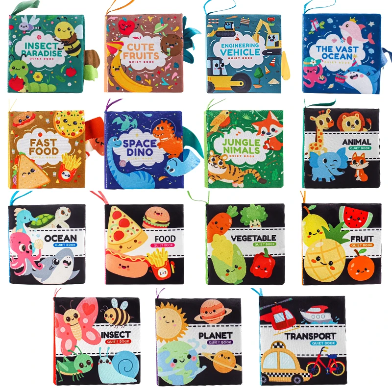 Livro de pano para bebês ensina brinquedo sensorial educacional precoce para crianças