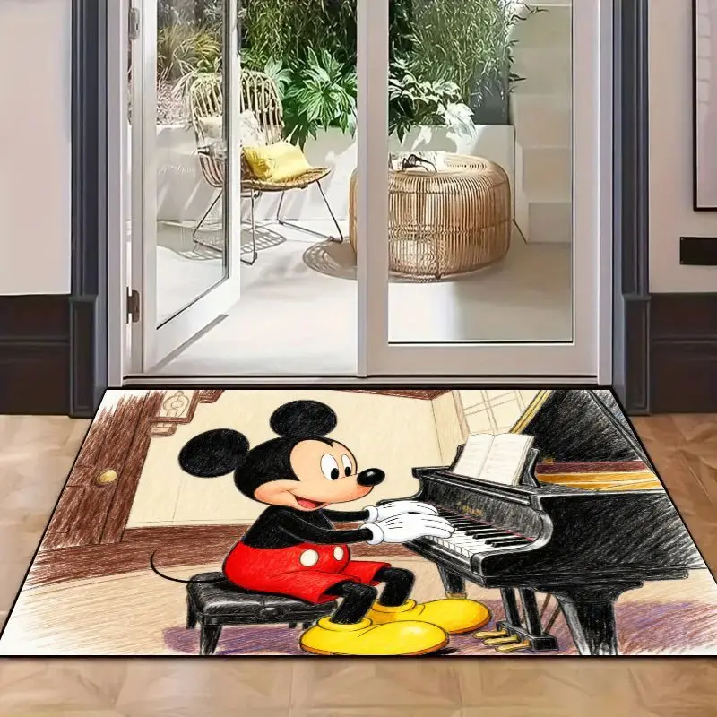 1 Stück Disney Mickey Mouse Playing Piano Bodenmatte, weicher, rutschfester, dekorativer Teppich, 50 x 80 cm (19,68 x 31,49 Zoll) Cartoon-Charakter Th