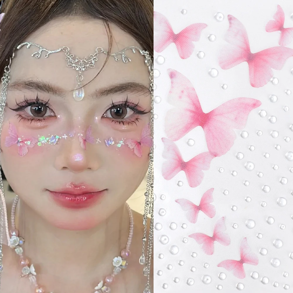 3D Butterfly Diamond Stickers for Face and Body Music Party Festival Decoration Self Adhesive Eyeshadow Crystal Diamonds Sticker