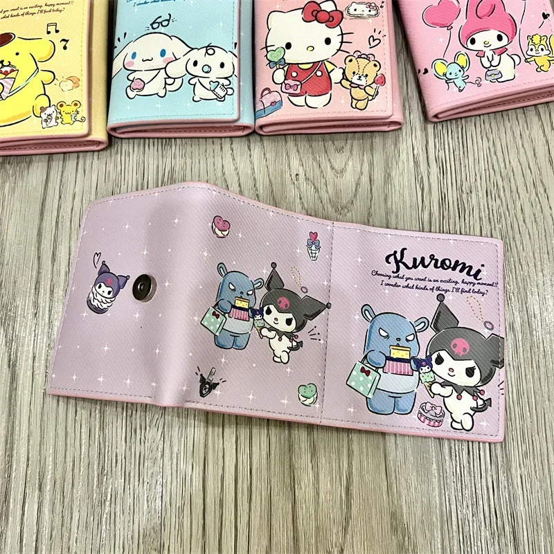 New Sanrio Cartoon Wallet Multiple Slots Printing Polyester Hello Kitty Melody Kulomi Original Anime Peripherals Girl Coin Purse