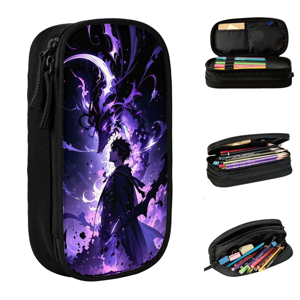 Baru Solo S-ung Jin-woo Kotak Pensil Leveling Kotak Pensil Anime Pena Anak Tas Penyimpanan Besar Perlengkapan Sekolah Hadiah Alat Tulis