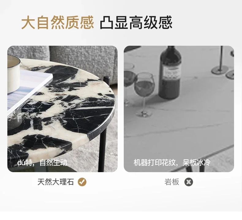 طاولة زاوية من الرخام الطبيعي الإيطالي البسيط مصممة للمنزل وطاولة جانبية للأريكة المستديرة #4