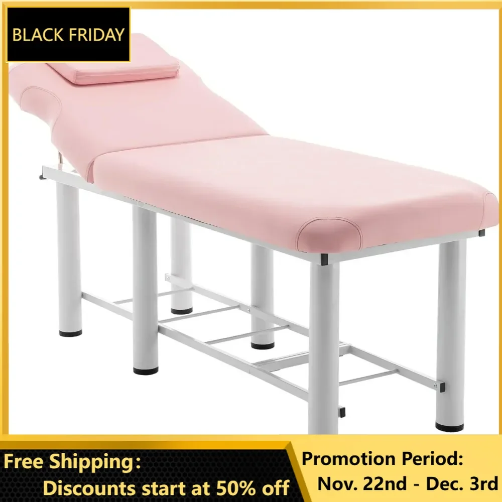 

Professioanl Massage Table, Backrest Adjustable, Removable Headrest, Bottom Shelf Storage, Memory Foam Layer Salon Bed, Massage