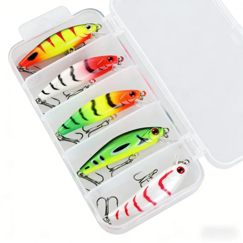 

Набор вибрирующих тонущих приманок-минноу 6,5 г, 5 см, 5 шт. в ассортименте цветов, включает универсальные микро-приманки для дальнего заброса, для ловли баса.