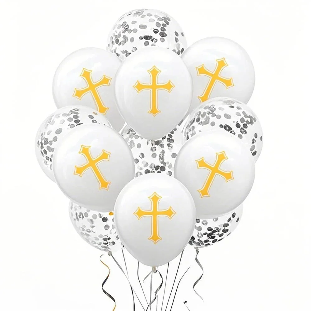 12 Stück rosa blaue Kreuz-Jumbo-Ballons für Taufe, Erstkommunion, Party-Dekoration für Jungen und Mädchen, Sternballon, Babyparty, Geburtstag, Taufe – Detail 5