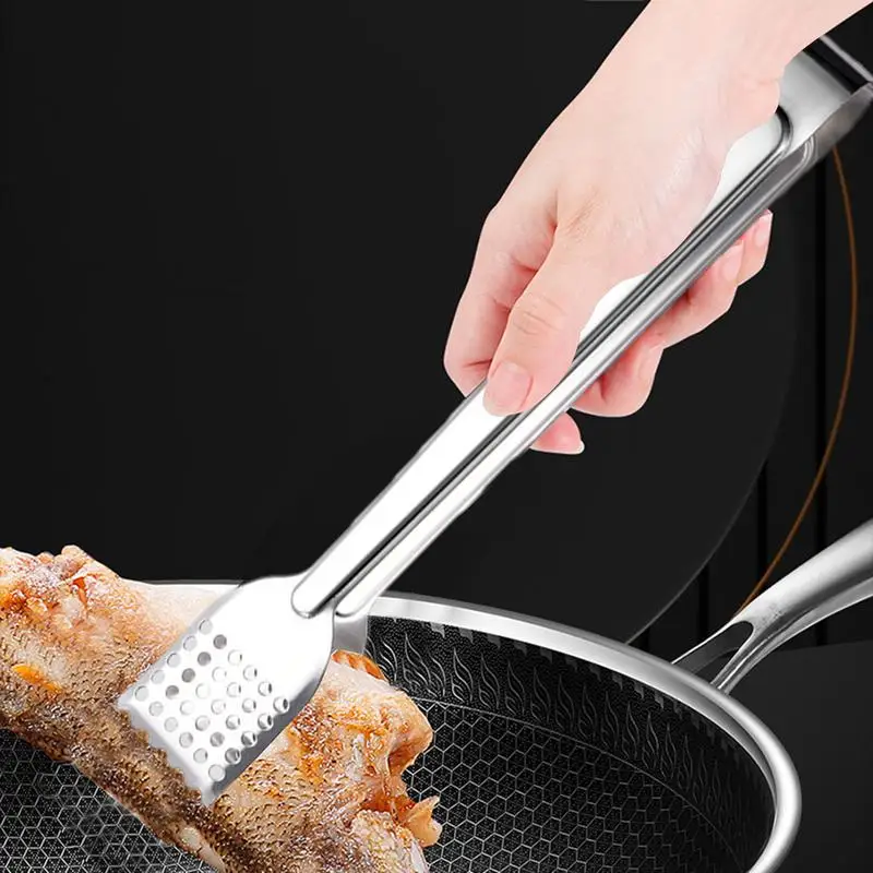 Stainless Steel Kitchen Tongs Sausage BBQ Cooking Turning Grill Tongs Stainless Steel Serving Tongs Grilling Tongs for Buffets