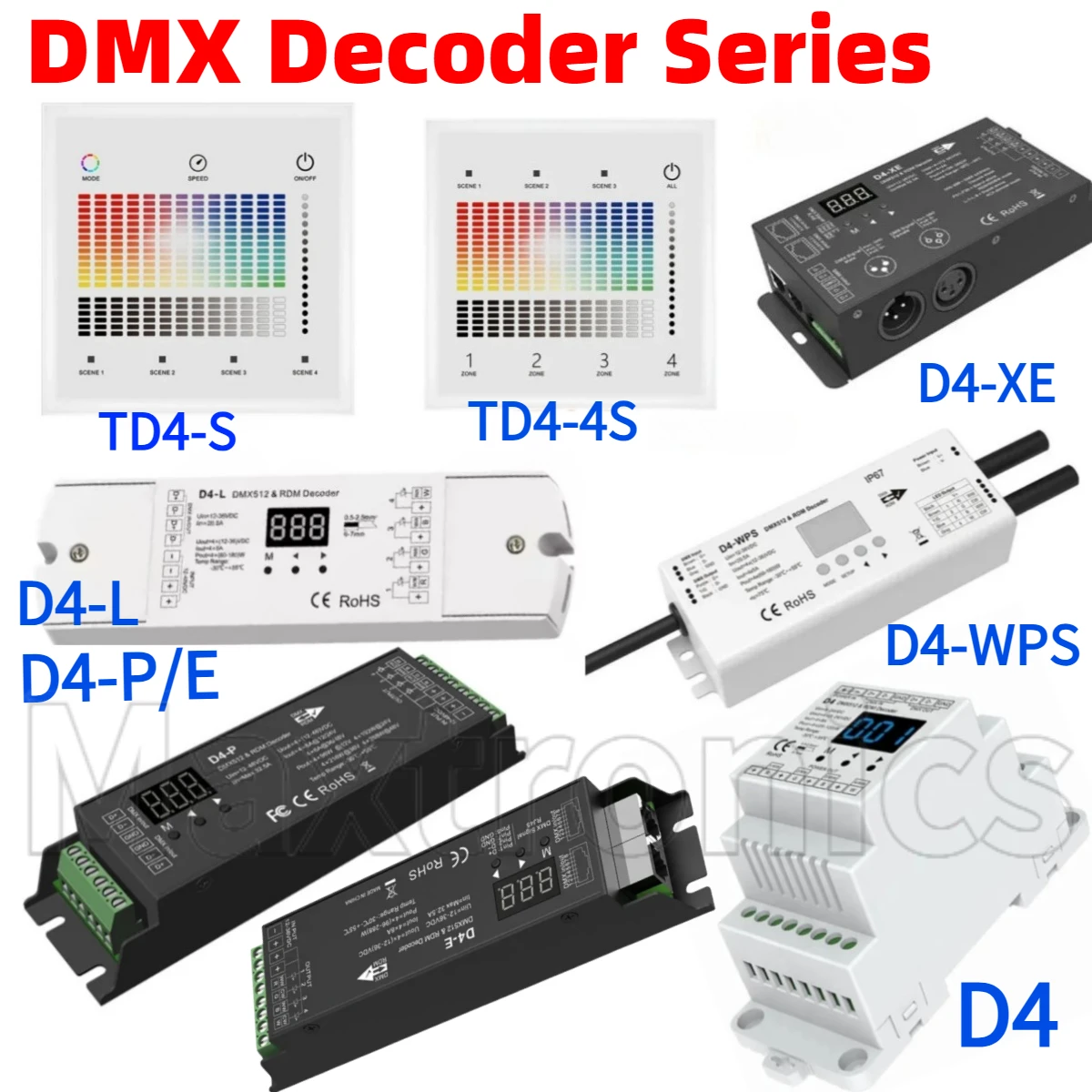 DC12-48V Skydance DMX Decoder Numeric RGBW/Single Color/RGB Led Panel Din Rail/Multiple Dimmer Decoder D4 D4-L D4-E D4-P D4-XE