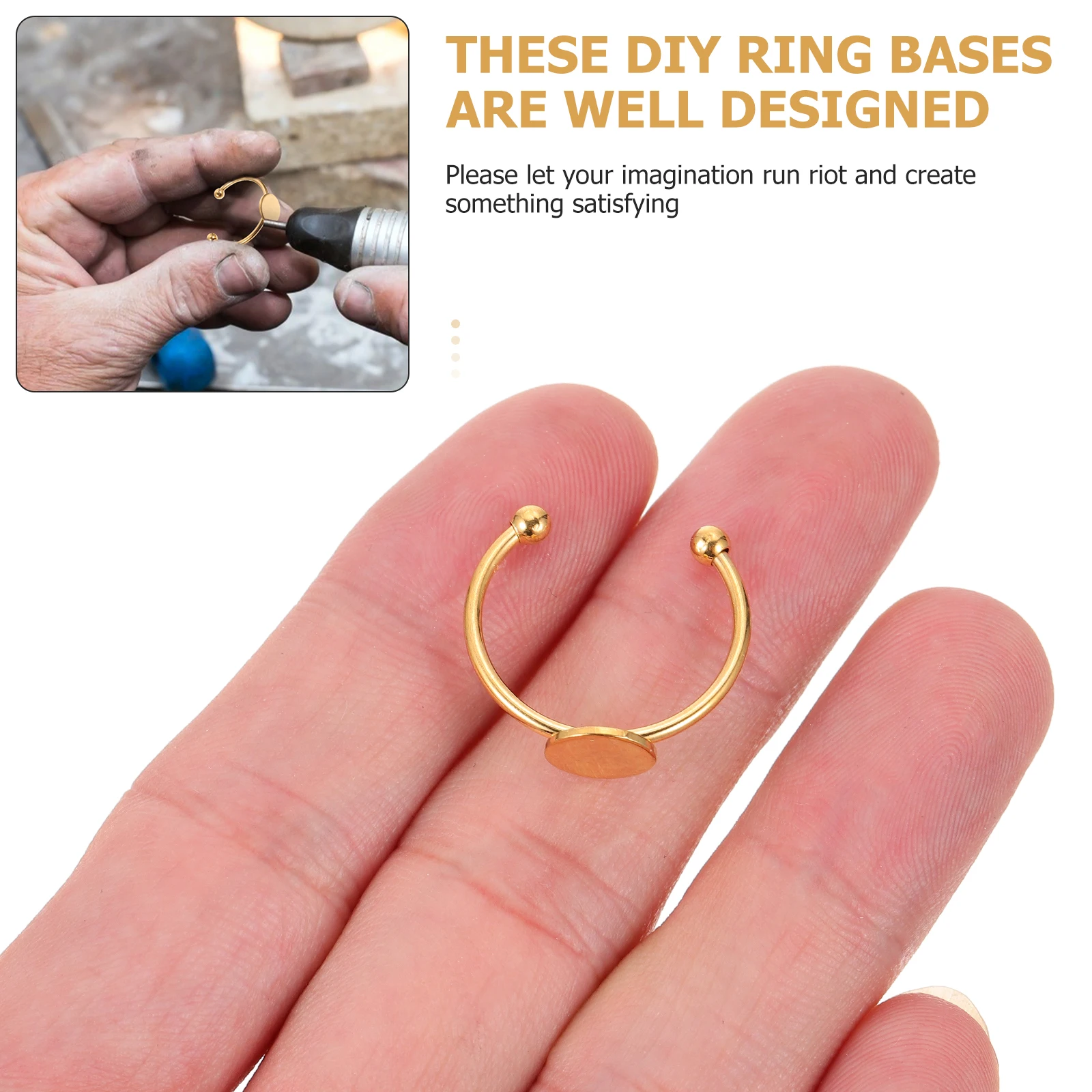 

10 Pcs Stainless Steel Ring Bases DIY Adjustable Blanks Making Supplies Metal Rings Base Finger Rings Bottom Tray Jewelry Bezel