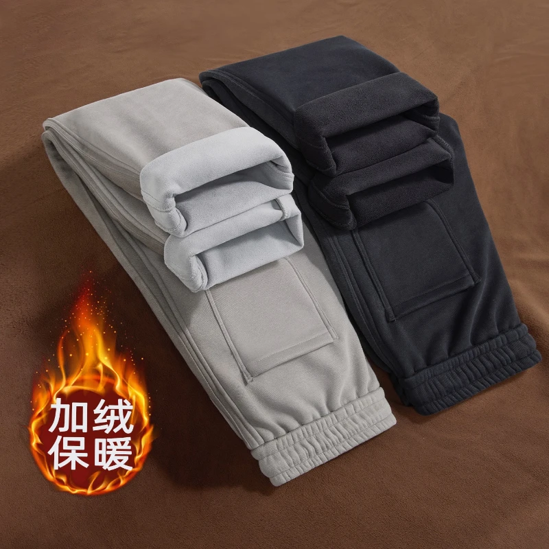 

Модные зимние новые мужские повседневные брюки прямого кроя, флисовые деловые роскошные универсальные удобные дышащие брюки