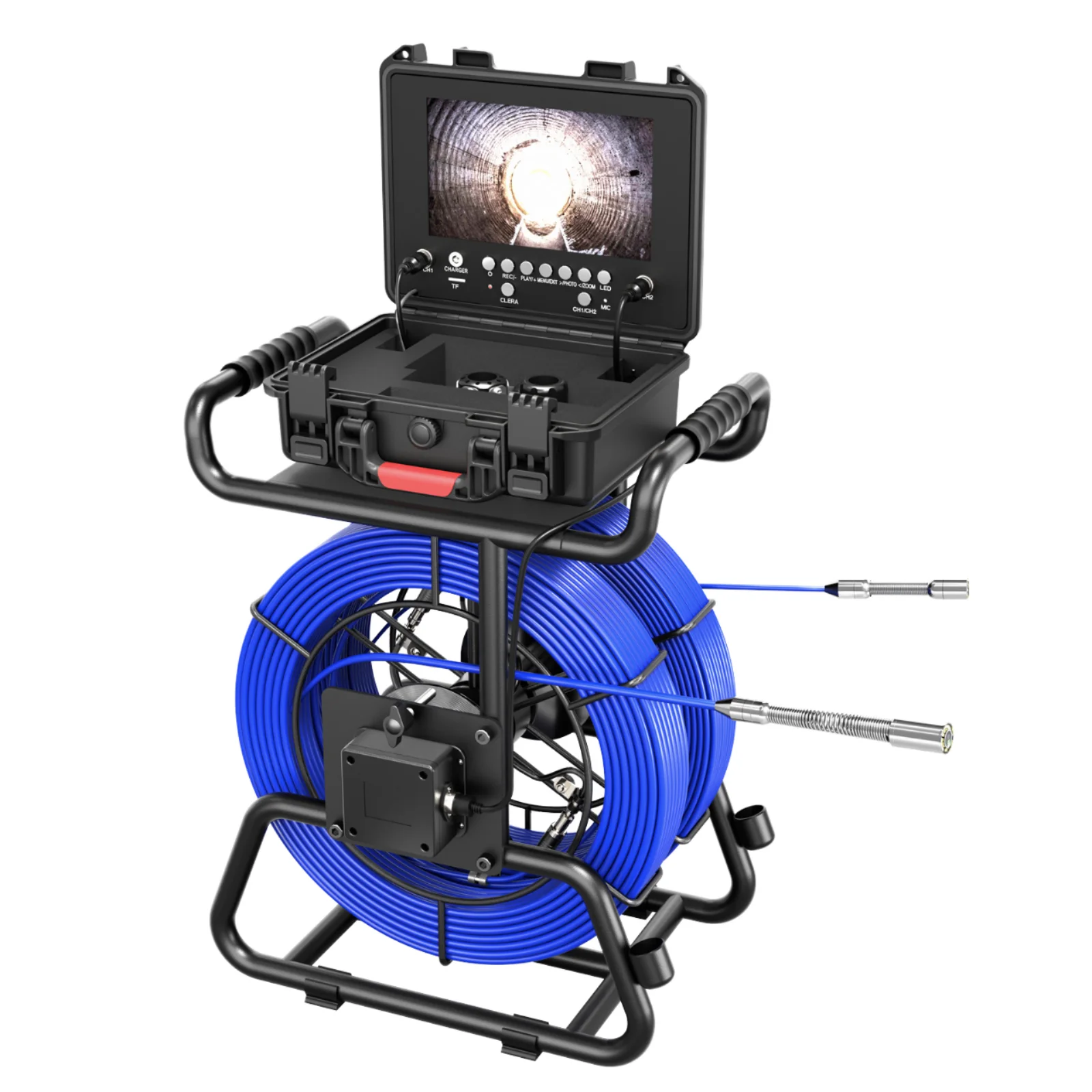 Pipe Inspection Camera 100FT/30M Self-Leveling Sewer Camera Night Vision SD Card Distance Counter DVR 9