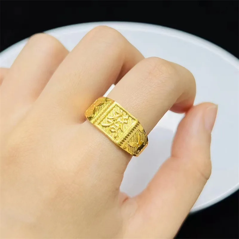 Leichter, luxuriöser, modischer Herren-Haarring aus 9999 24 Karat echtem Gold mit beweglicher Schriftart