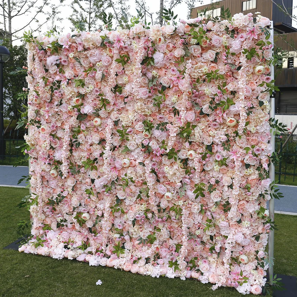 

3D Artificial Flower Panel Wall Wedding Event Decorative 3D White Yellow Rime Flower Wall Wedding Decoration Backdrop