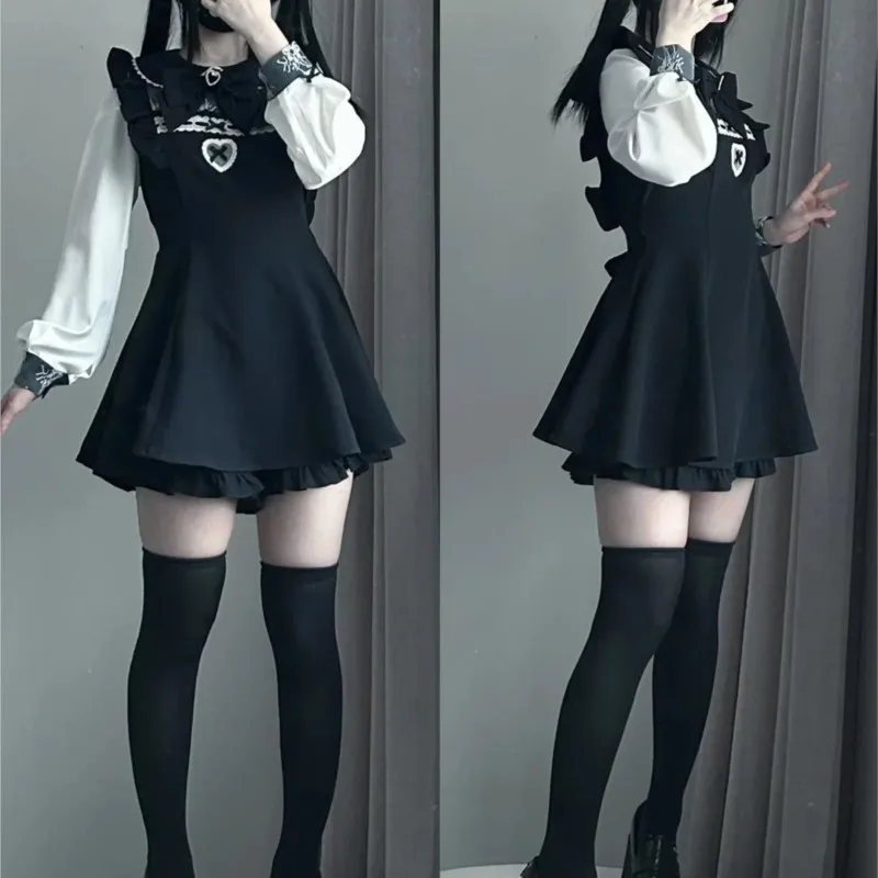 Subculture Mine lace border long sleeve black dress