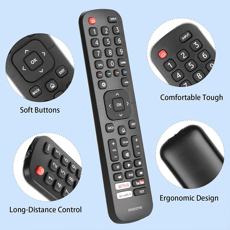 EN2X27HS Remote Control For Hisense Smart TV 32M2600 49M2600 65M7000 H32A5800 H43A6100 H43A6120 H39A5600 H50A6120 H32M2600