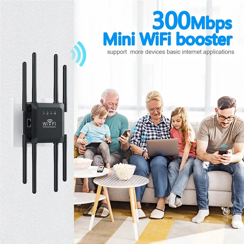 New 8-Antenna Wifi Wireless Repeater 300Mbps Signal Amplifier Booster Extender Extender Wireless Router Durable EU-Plug