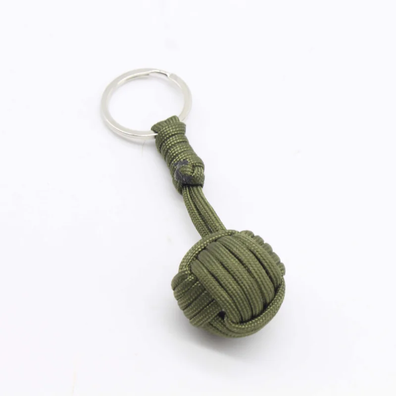 Outdoor Umbrella Rope Braided Keychain Accessories Military Self-defense Tool Steel Ball Keyring Hand-braided Keychains Pendant