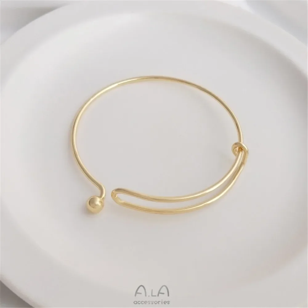 14K Real Gold Openable Bracelet DIY Hand-wound Crystal Pearl Bracelet Circle Hand-made Jewelry Accessories B737