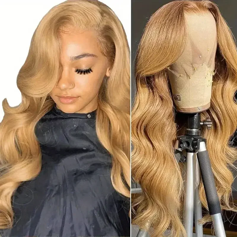 

Honey Blonde Body Wave Wig Human Hair 13x4 Colored 27 Lace Front human Hair Wig For Women 180% Density Human Hair With Baby Hair