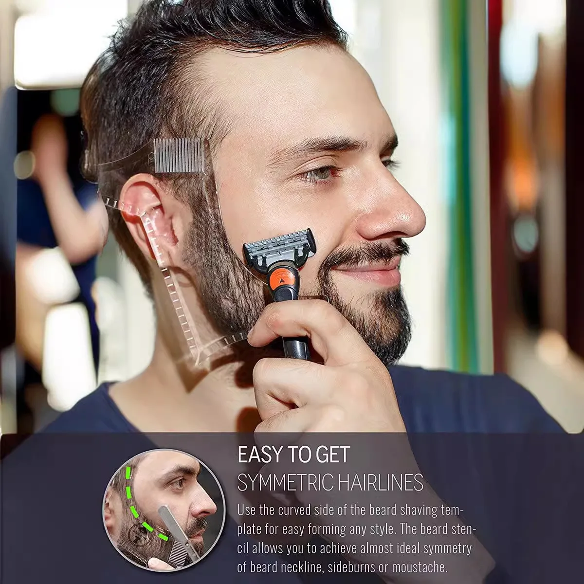 Men Clear Beard Shaping Template Multifunctional Beard Trimming Stencil Beard Grooming Accessory for Beard Oil & Beard Brush