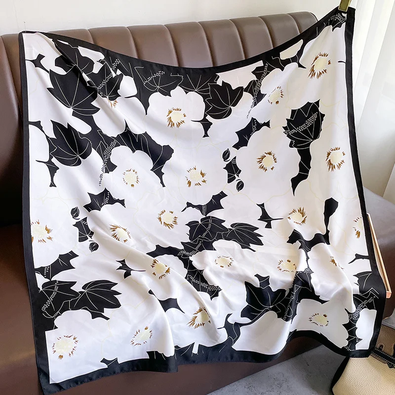 Design Twill Silk Square Scarf Women Luxury Brand Hijab Scarves Headband Foulard Ladies Shawl Wrap Echarpe Foulard Bandana 2024
