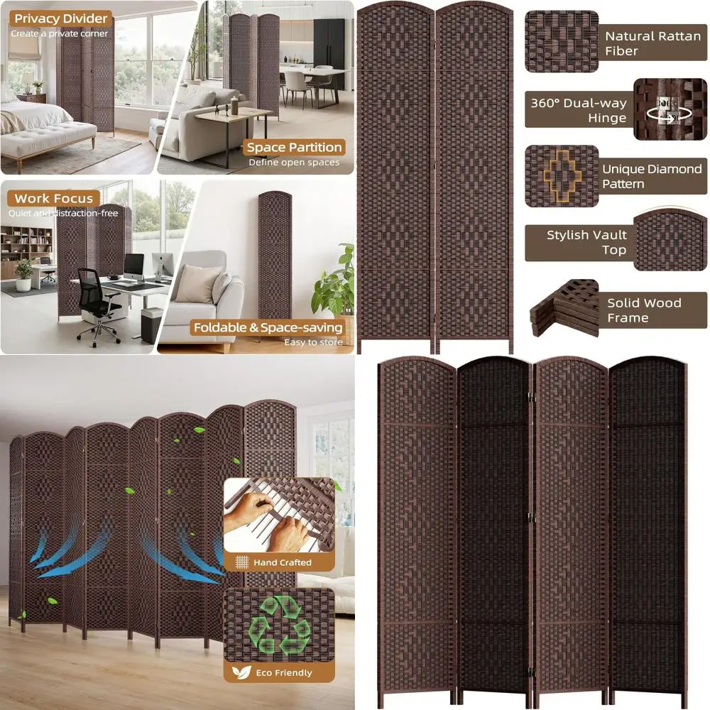 

4-Panel Folding Privacy Screen, 6ft Tall, 16in Wide, Brown