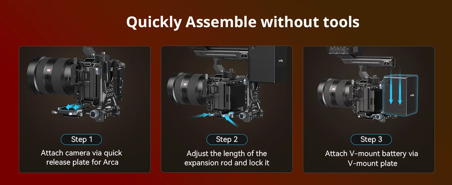 SmallRig Faltbare V-Mount-Batterieplatte für Sony FX3 / A7 V / A7 IV / A7S III für Canon R5 / R6 für Nikon Z8 QR-Platte für Arca – Detail 2