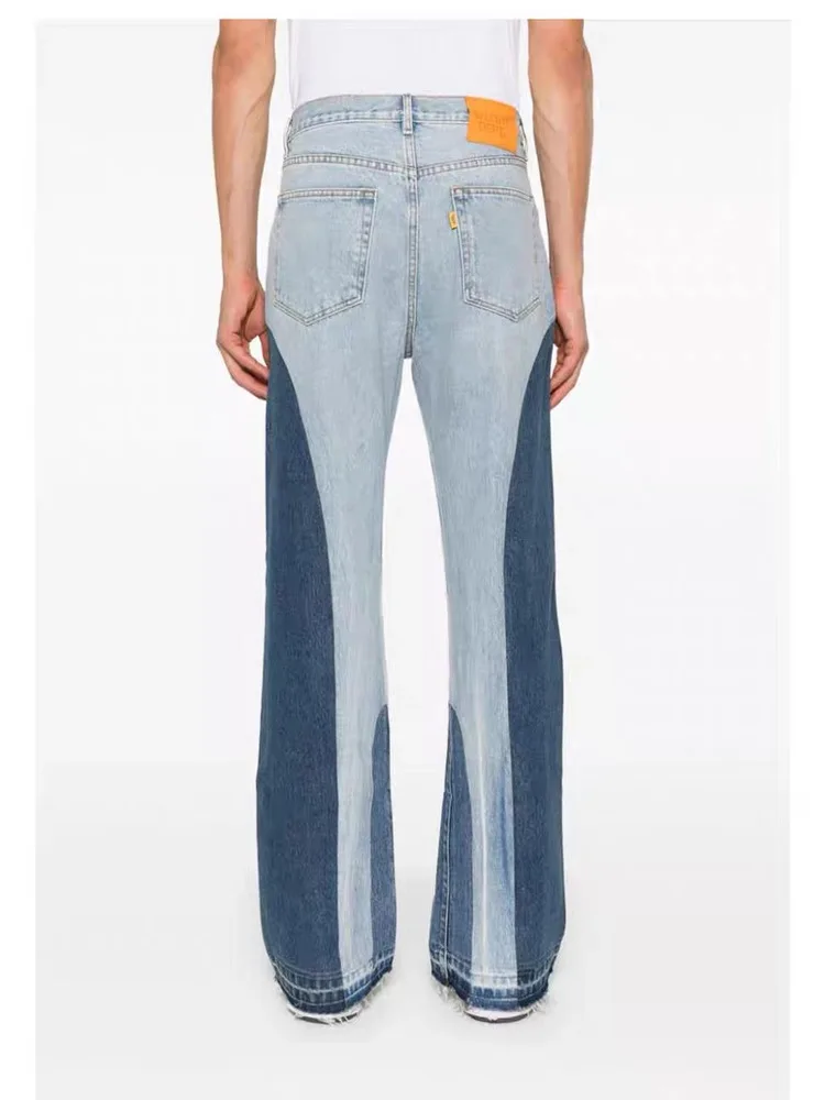 جينز رجالي كاجوال عتيق من American Sle بأرجل مستقيمة وواسعة الساق جينز متوسط الخصر مرقع فضفاض يناسب جميع المواسم #5