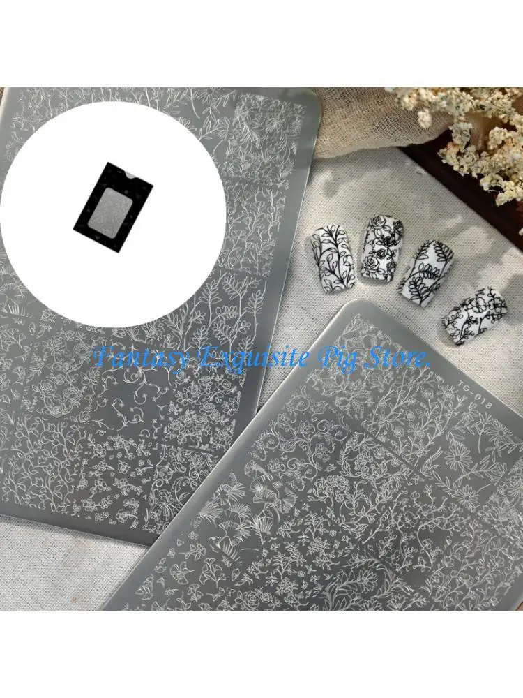 Elegant Flower Plate Manicure Tool Stainless Steel Handmade Essential