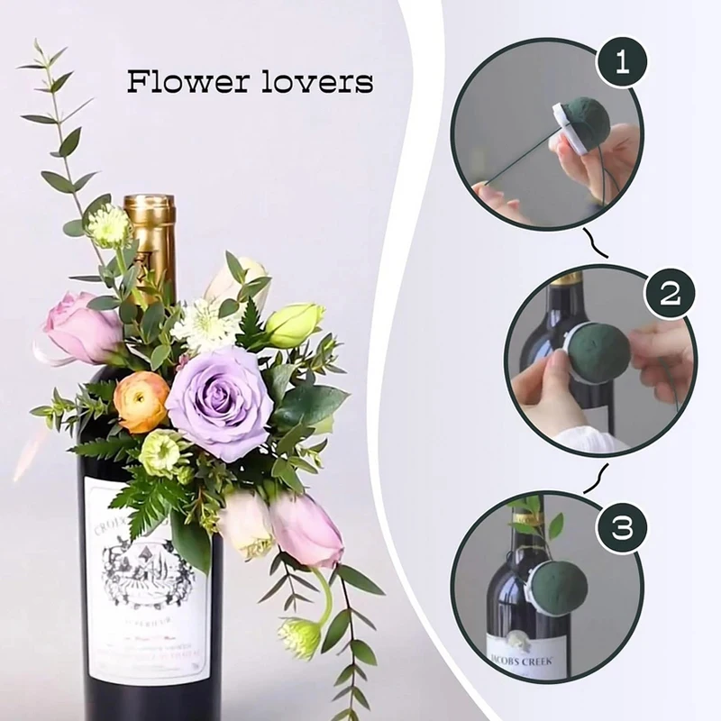 3Pcs Round Mini Foam Flower Frame Floral Mud Kit DIY Handmade Wedding Wine Bottle Decoration Floral Holder Frame