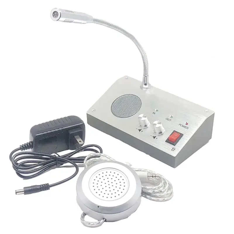 Sistem Interkom Walkie-Talkie Dua Arah Tanpa Sentuh A64I Colokan US untuk Keamanan Rumah, Konter Bank, Tiket, Jendela Rumah Sakit