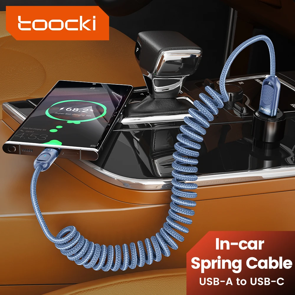 

Toocki USB Cable for Xiaomi Oneplus SMS 6A LED Display Spring High-Speed Type C Wire for iPhone 15 Pro Max USB C Phone Data Cord