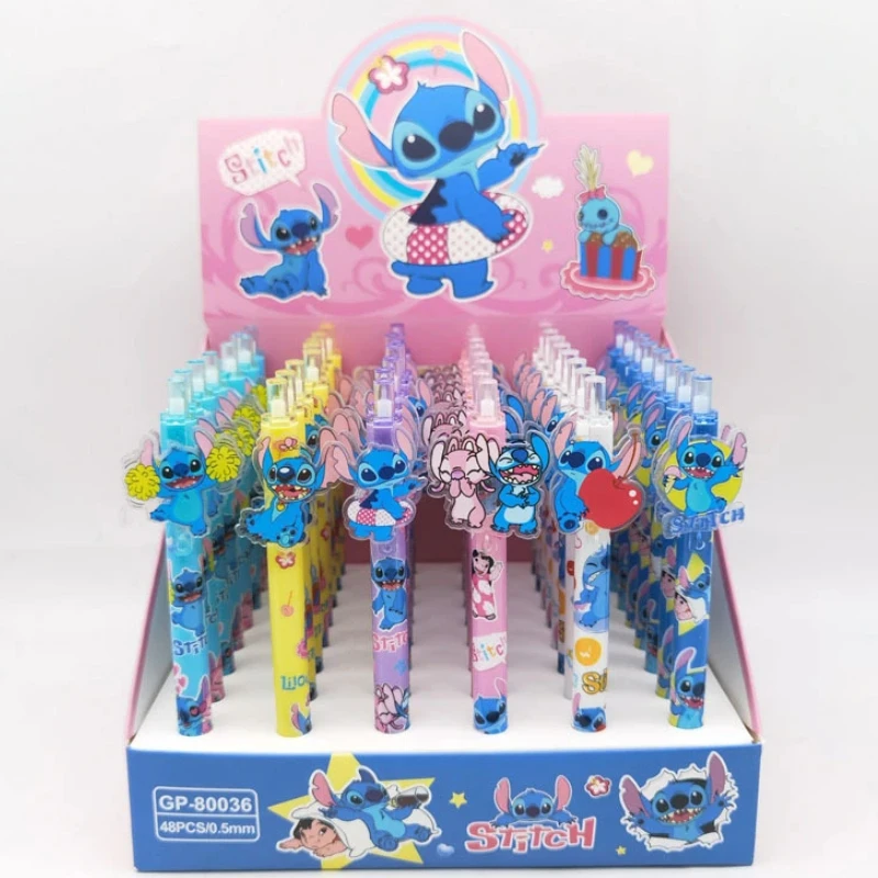 

48pcs Cartoon Stitch Gel Pen Lilo & Stitch 0.5mm Black Cute Signature Press Pen Student Supplies Stationery Wholesale