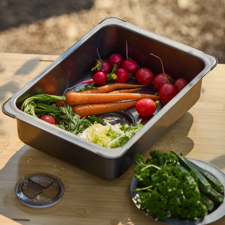 Lavabo portable en acier inoxydable pour pique-nique, lavage des mains et de la vaisselle, camping en plein air, lavage ultra-léger, précieux