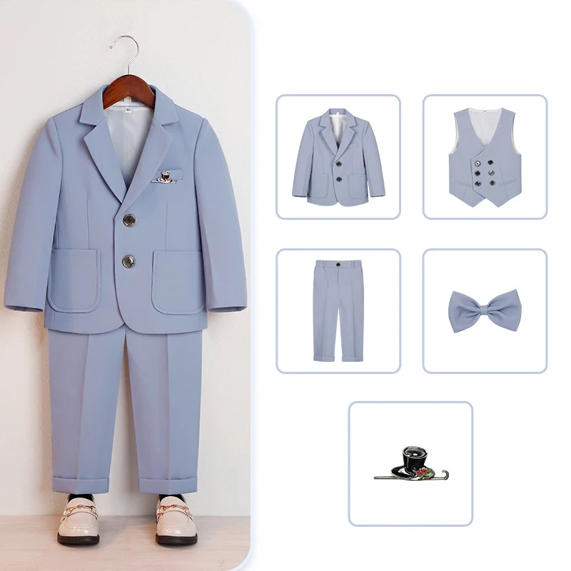 

Child formal attire Boys British gentleman style suit Host, piano, performance attire 4 5 6 7 8 9 10 11 12 13 14 15 16 years old