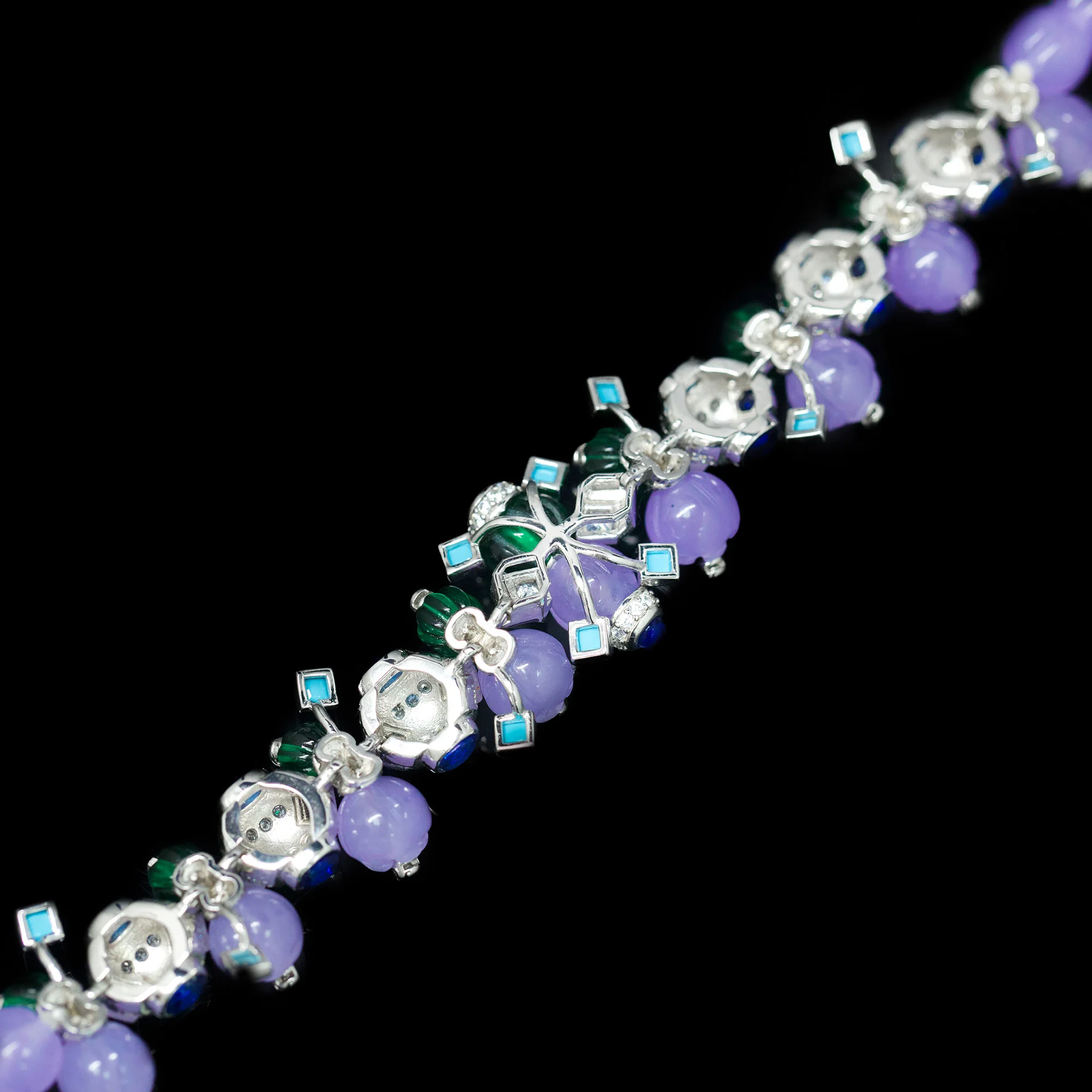 Vintage Tutti Frutti Bracelet Gorgeous 925 Sterling Silver Luxury Statement Fine Jewelry for Women's Holiday Valentines Gifts