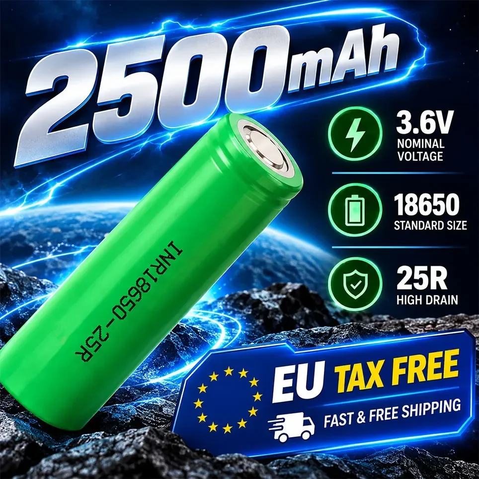 Image of 2500mAh 3,6V INR18650 25R Wiederaufladbare Lithium-Zelle, 20A Hochstrombatterie Geeignet für RC-Auto, Taschenlampe, Elektrowerkzeug